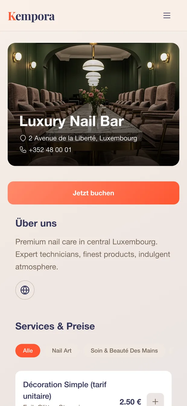 Dieselbe Buchungsseite auf einem Smartphone